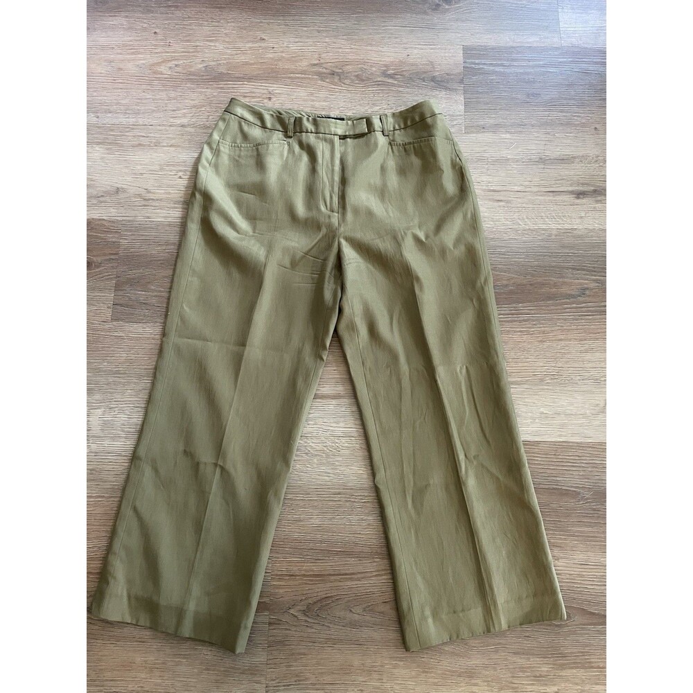 Peck & Peck Collection Womens Olive Green Silk Blend Capri Pants Size 8